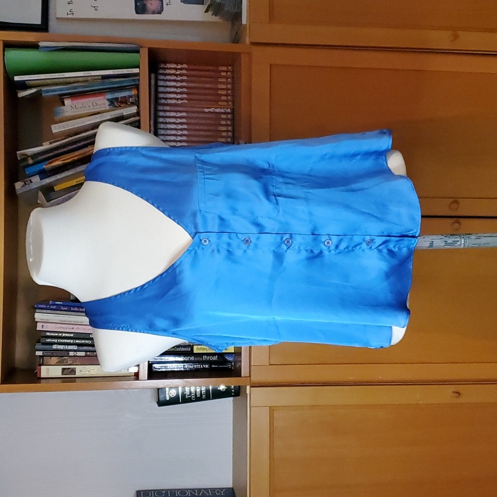 Cerulean blue, silky fabric summer tank top